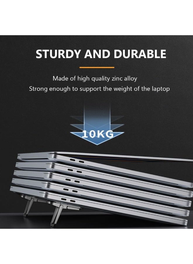 شابية حامل كمبيوتر محمول صغير قابل للطي من سبائك الزنك، حامل لوحة مفاتيح كمبيوتر محمول بزاويتين قابلتين للتعديل، حامل كمبيوتر محمول لاصق غير مرئي ورافعة لوحة مفاتيح للمكتب (أسود) - Image 4