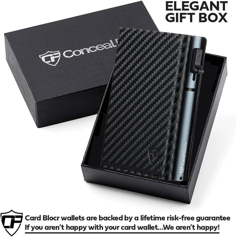 Conceal Plus Smart Pop Up Wallet for Men | RFID Blocking Minimalist Slim Wallet with Card Ejector | Carbon Fiber Front Pocket Wallet | Compact Travel Card Holder for 4-6 Cards & Cash - Image 5