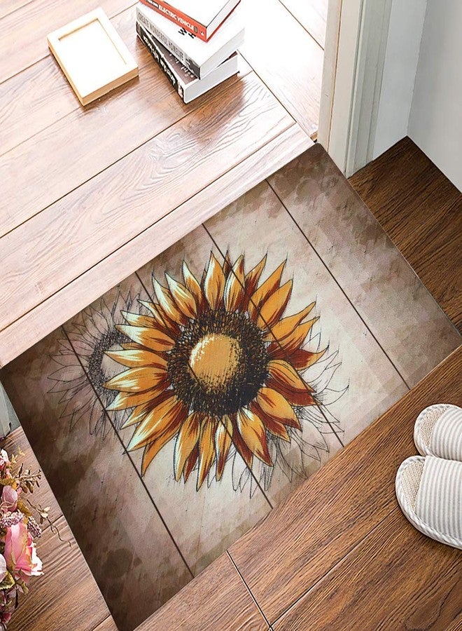 Attraction Design Rubber Welcome Door Mat, Decorative Indoor Outdoor Doormat Non Slip Front Door Mat, Easy to Clean Low Profile Mat for Entry Patio Garage High Traffic Areas, 17.3" x 29" (Artistic Sunflower) - Image 2