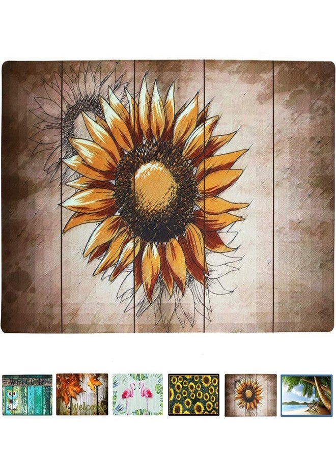 Attraction Design Rubber Welcome Door Mat, Decorative Indoor Outdoor Doormat Non Slip Front Door Mat, Easy to Clean Low Profile Mat for Entry Patio Garage High Traffic Areas, 17.3" x 29" (Artistic Sunflower) - Image 1