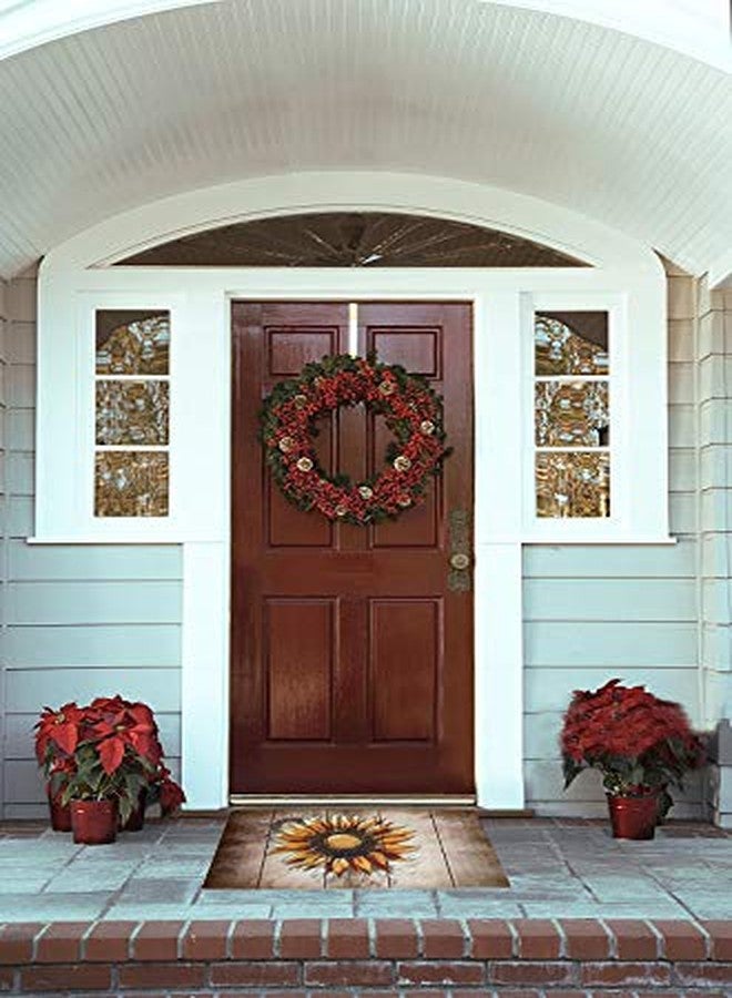 Attraction Design Rubber Welcome Door Mat, Decorative Indoor Outdoor Doormat Non Slip Front Door Mat, Easy to Clean Low Profile Mat for Entry Patio Garage High Traffic Areas, 17.3" x 29" (Artistic Sunflower) - Image 5
