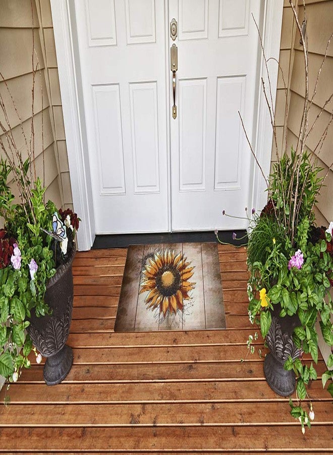 Attraction Design Rubber Welcome Door Mat, Decorative Indoor Outdoor Doormat Non Slip Front Door Mat, Easy to Clean Low Profile Mat for Entry Patio Garage High Traffic Areas, 17.3" x 29" (Artistic Sunflower) - Image 4
