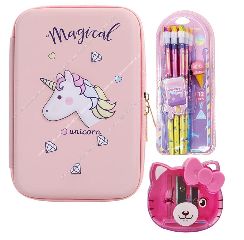 FunBlast Stationary Combo Gift Set for Kids - Pencil Set, Pencil Set for Kids for School, Sharpener for Kids, Return Gifts for Kids, Unicorn Pouch for Girls, Stationary Set for Kids - Image 1