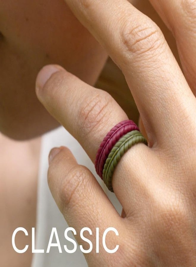 ROQ Silicone Rings for Women Thin Womens Silicone Rubber Wedding Rings Bands - Bridal Jewelry Set Promise Rings Anniversary Rings - Teal, Black with Teal Glitter Colors - Size 9 - Image 4