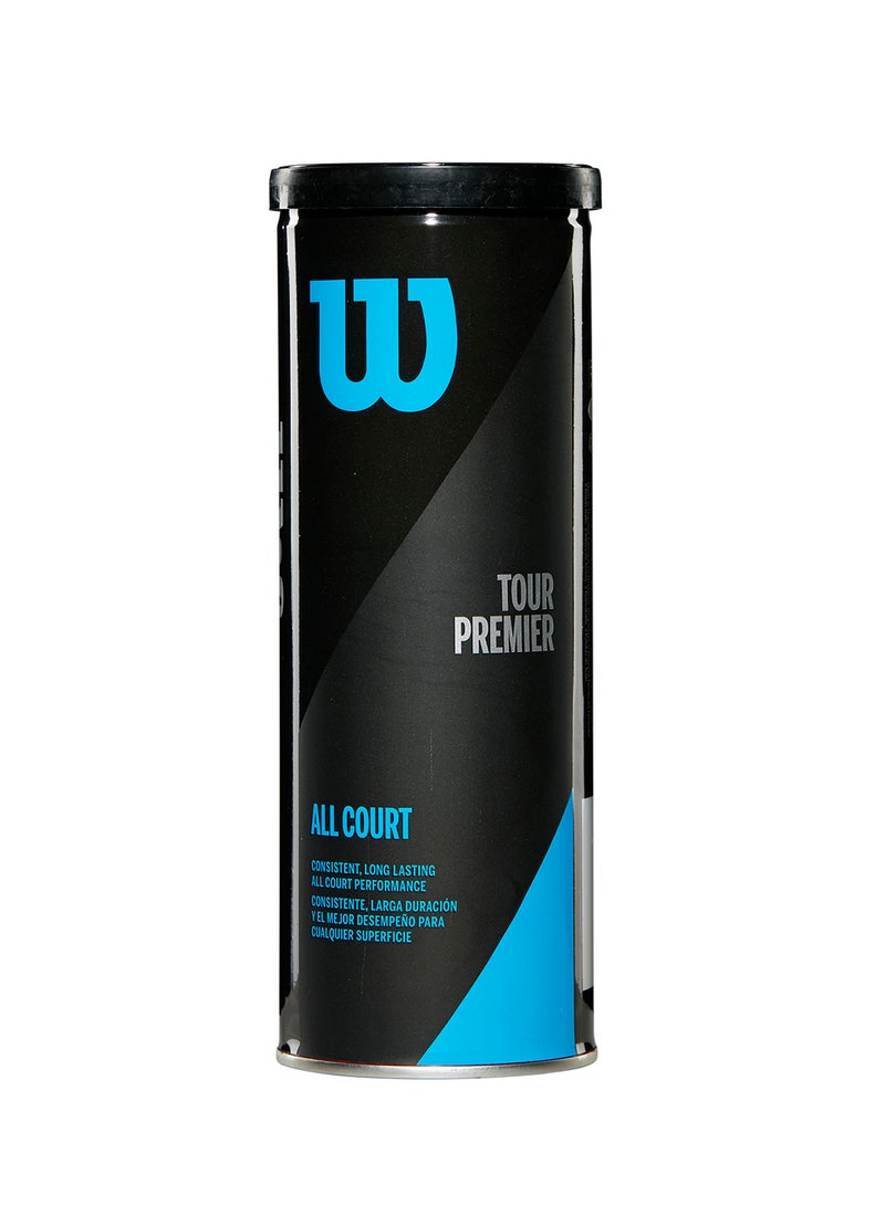 Wilson Tour Premier All Court Yellow Tennis Balls - 3 Ball Can - Image 1