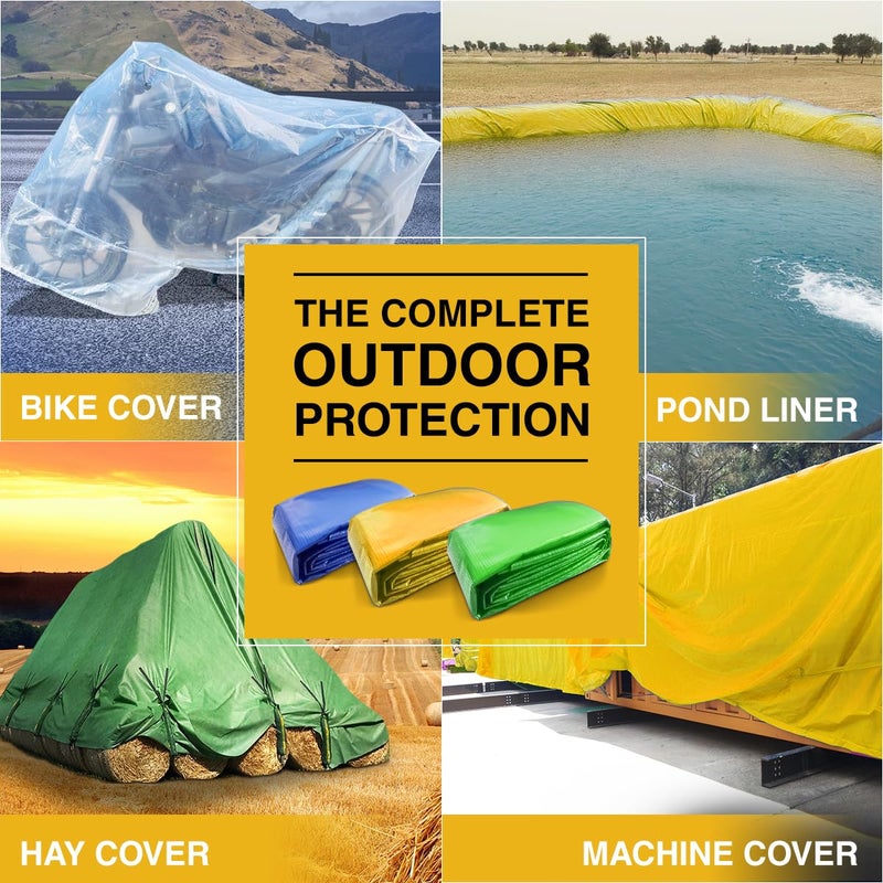 TUFFPAULIN TUFFPAULIN 12FT X 30FT 120 GSM Yellow Tarpaulin Tirpal Tadpatri Tharpai Thadika Extra Strong Reinforced Eyelets UV Resistant 100 Waterproof Virgin 6 Layer MLCL 3D Rib Technology1 No  - Image 5