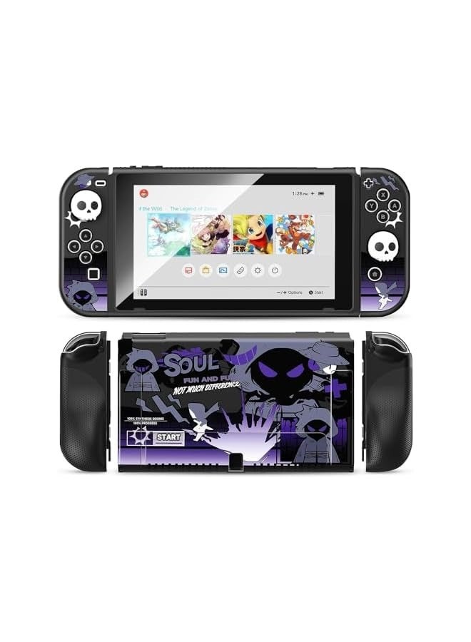 بروماس حافظة لجهاز Nintendo Switch OLED 2021، حافظة صلبة من مادة TPU ذات قبضة مريحة ومريحة مع غطاءين ممزقين على شكل حرف G، حافظة حماية صلبة وغطاء نحيف - Image 1