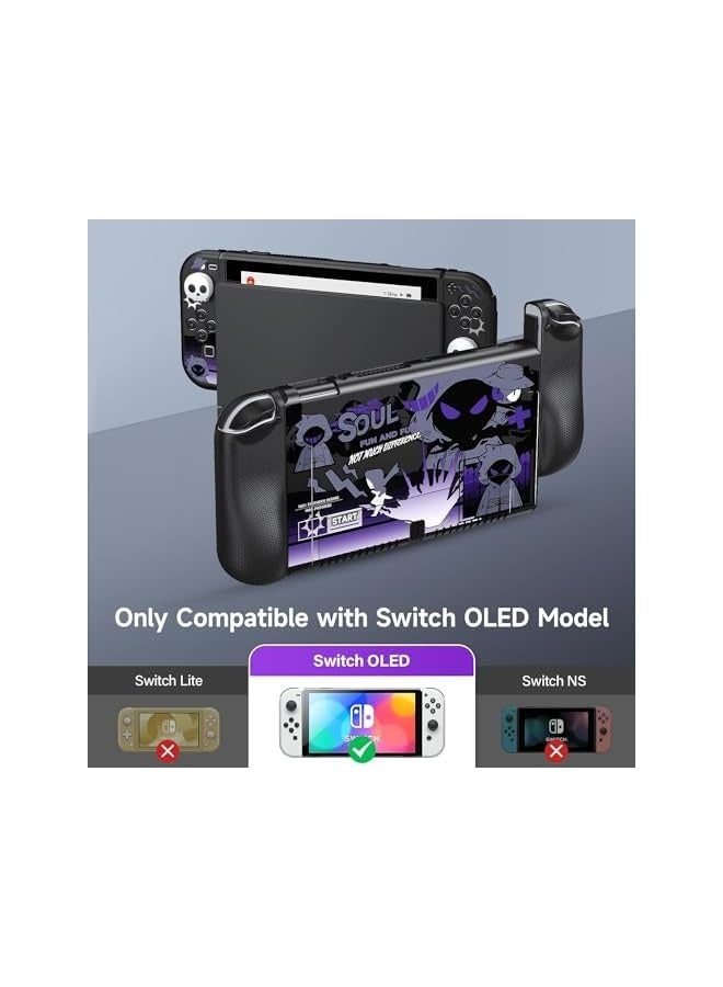بروماس حافظة لجهاز Nintendo Switch OLED 2021، حافظة صلبة من مادة TPU ذات قبضة مريحة ومريحة مع غطاءين ممزقين على شكل حرف G، حافظة حماية صلبة وغطاء نحيف - Image 2