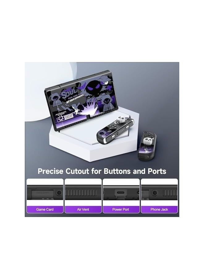 بروماس حافظة لجهاز Nintendo Switch OLED 2021، حافظة صلبة من مادة TPU ذات قبضة مريحة ومريحة مع غطاءين ممزقين على شكل حرف G، حافظة حماية صلبة وغطاء نحيف - Image 3