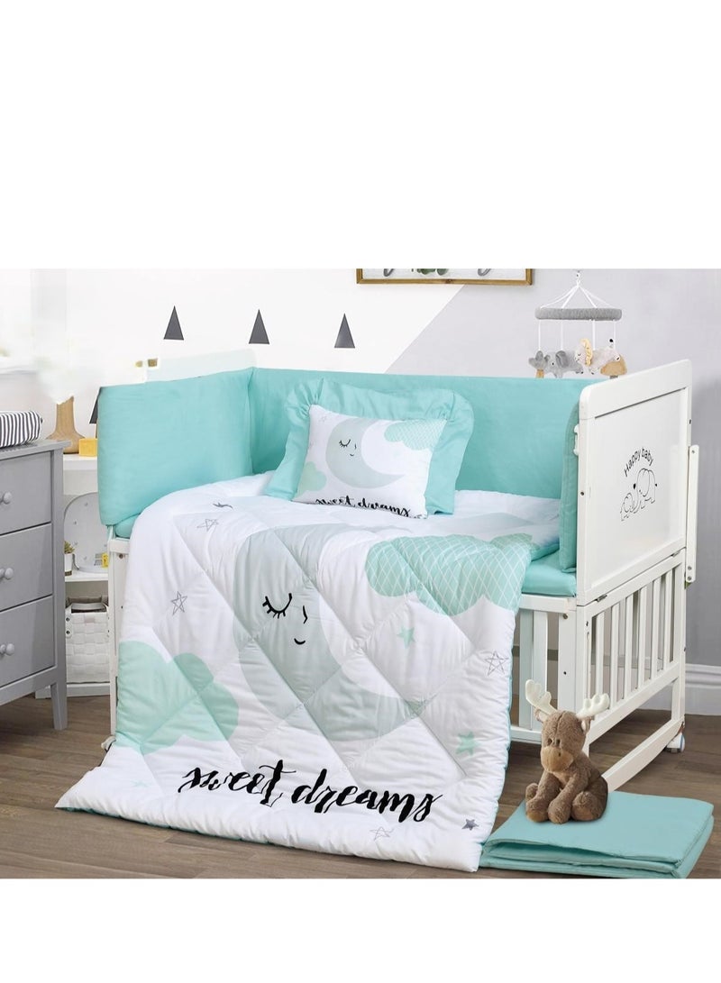 هورس مفرش سرير حواجز سرير اطفال 5 قطع صيفي ليمنح طفلك الراحة من المايكروفايبر ، 5 قطع مقاس اللحاف 132x104سم - Image 1