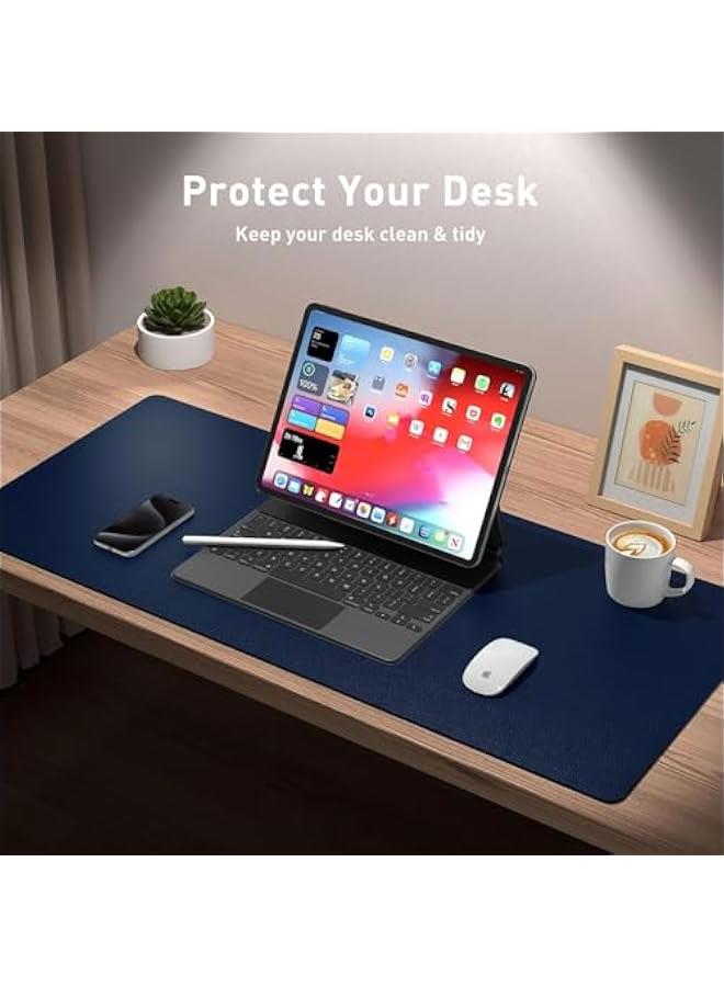 HOOKOR Leather Desk Pad Protector,Mouse Pad,Office Desk Mat, Non-Slip PU Leather Desk Blotter,Laptop Desk Pad,Waterproof Desk Writing Pad for Office and Home (Dark Blue, 90x40cm) - Image 3