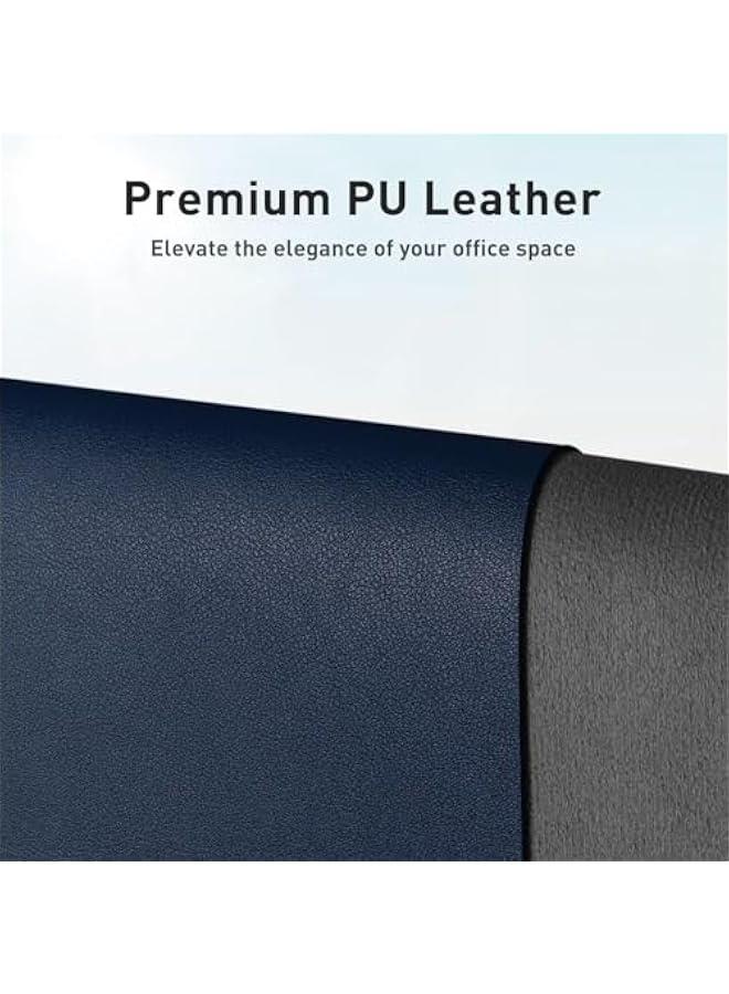 HOOKOR Leather Desk Pad Protector,Mouse Pad,Office Desk Mat, Non-Slip PU Leather Desk Blotter,Laptop Desk Pad,Waterproof Desk Writing Pad for Office and Home (Dark Blue, 90x40cm) - Image 2