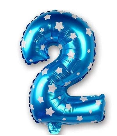 flavouredlove 16 inch Two Foil Number Air or Helium Balloon Party Decoration Blue hearts Pack of 1 | 2 Year No. Balloons Birthday/Anniversary (Blue hearts Number 2) - Image 5