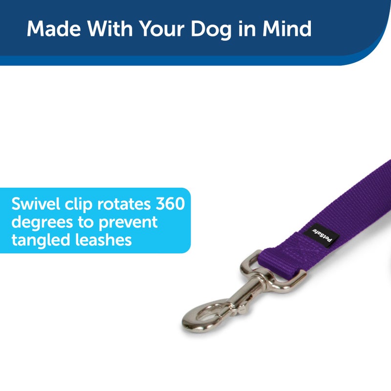 PetSafe Nylon Leash - Helps Maintain Secure Connection on Walks - Durable Pet Leash with Easy Clip - 1 in. x 6 ft. - Deep Purple - Image 2
