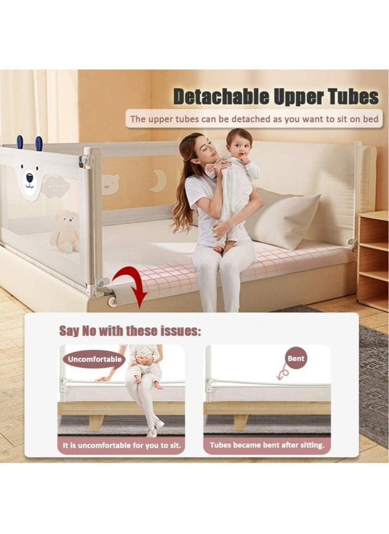 Generic - Bed Rail for Toddlers Bed Guard Fence Baby Bedrail Guard Adjustable Swing Down Bed Rail Collapsible Safety Bed Barrier for Kids (Bear) - Image 1