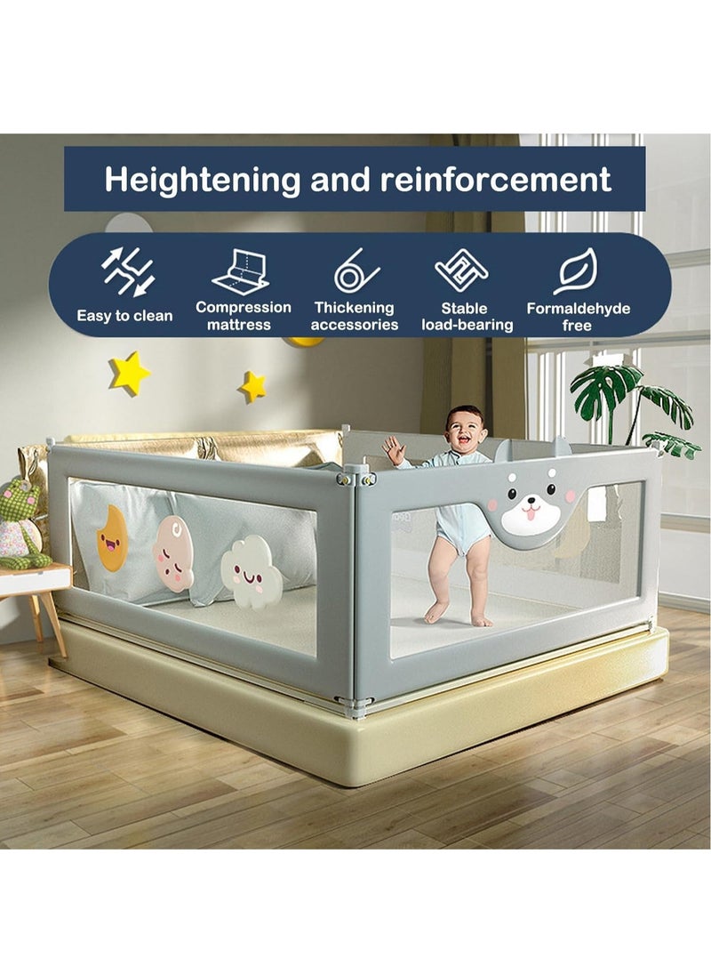 Generic - Bed Rail for Toddlers Bed Guard Fence Baby Bedrail Guard Adjustable Swing Down Bed Rail Collapsible Safety Bed Barrier for Kids (Bear) - Image 1