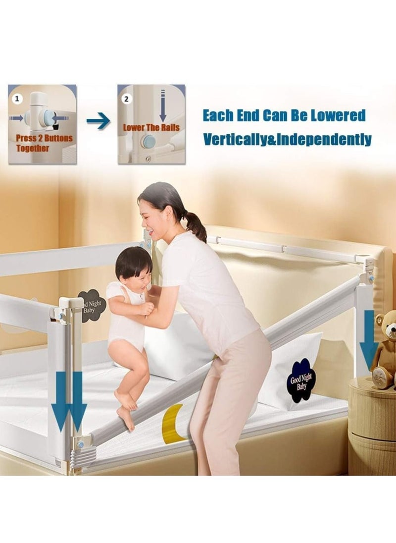 Generic - Bed Rail for Toddlers Bed Guard Fence Baby Bedrail Guard Adjustable Swing Down Bed Rail Collapsible Safety Bed Barrier for Kids (Bear) - Image 1