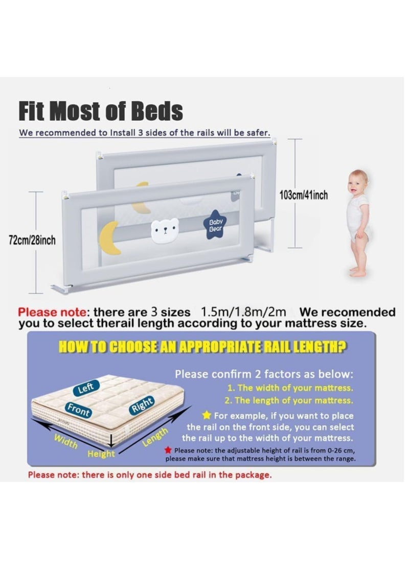 Generic - Bed Rail for Toddlers Bed Guard Fence Baby Bedrail Guard Adjustable Swing Down Bed Rail Collapsible Safety Bed Barrier for Kids (Bear) - Image 1