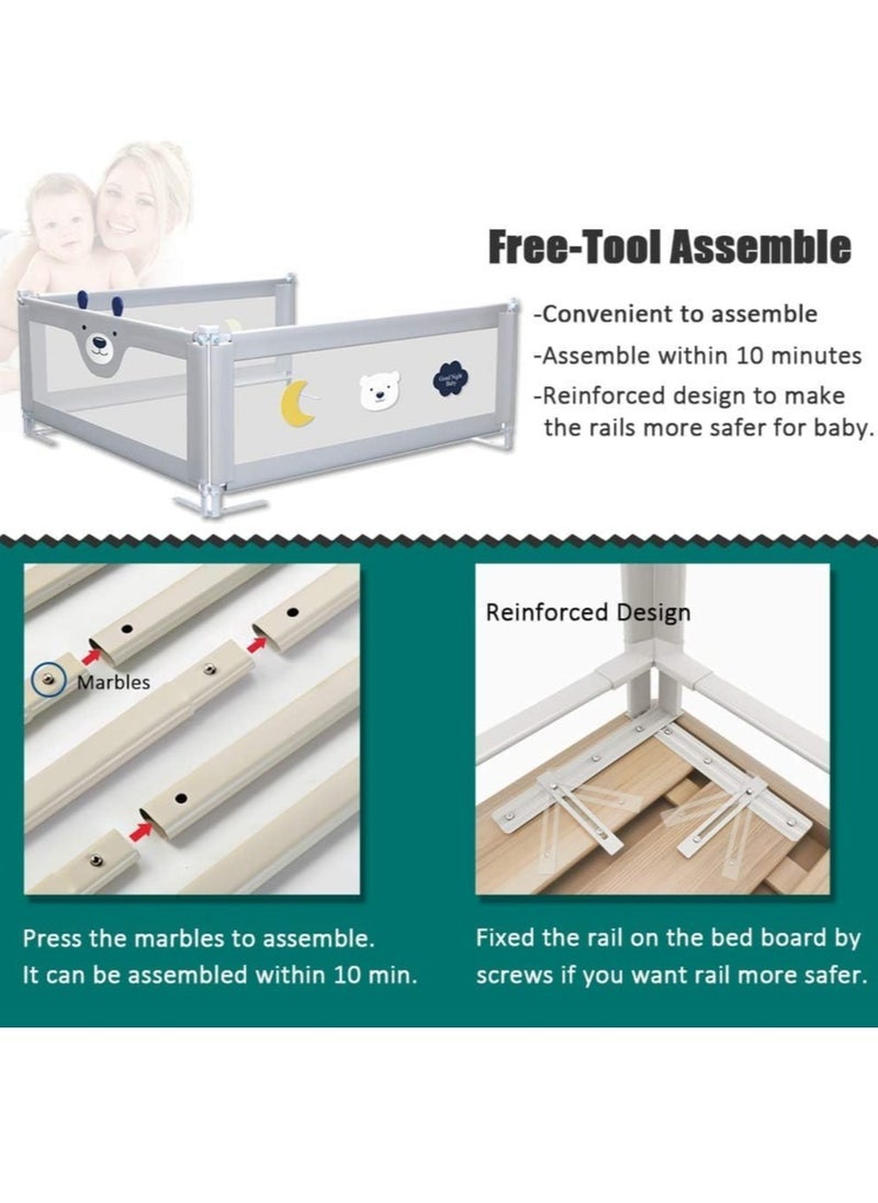 Generic - Bed Rail for Toddlers Bed Guard Fence Baby Bedrail Guard Adjustable Swing Down Bed Rail Collapsible Safety Bed Barrier for Kids (Bear) - Image 1