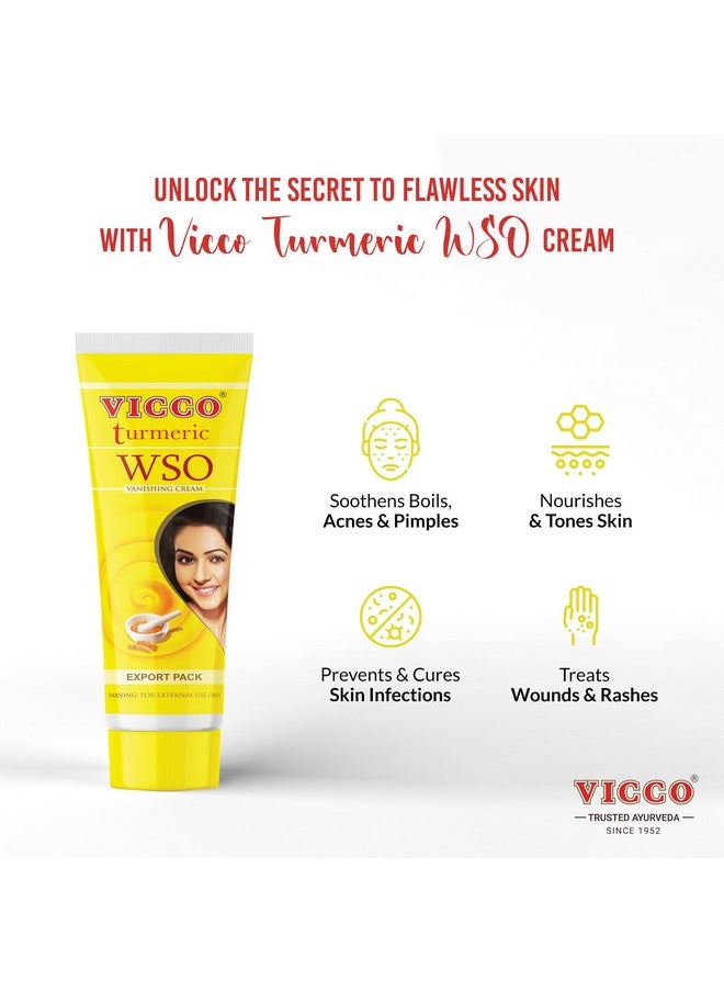 VICCO Turmeric Wso Skin Cream Turmeric Face Cream Turmeric Cream Suitable For All Skin Types 100% Natural (Pack Of 3 X 2.82 Oz)  - Image 3