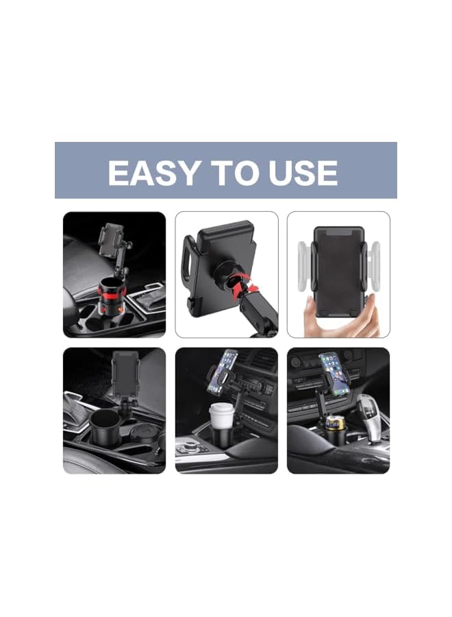 S-TOP Car Cup Holder Phone Mount, Universal Auto Cell Phone Stand with Drink Expand Cup Holder,2 in 1 Multifunctional Car Cup Holder Expander with 360° Rotation Phone Mount - Image 2