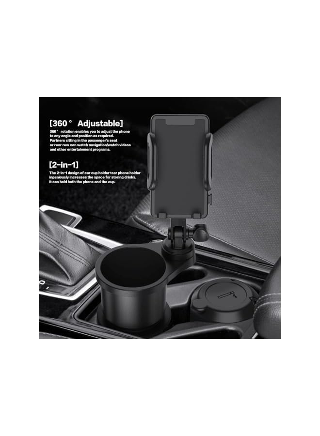 S-TOP Car Cup Holder Phone Mount, Universal Auto Cell Phone Stand with Drink Expand Cup Holder,2 in 1 Multifunctional Car Cup Holder Expander with 360° Rotation Phone Mount - Image 5