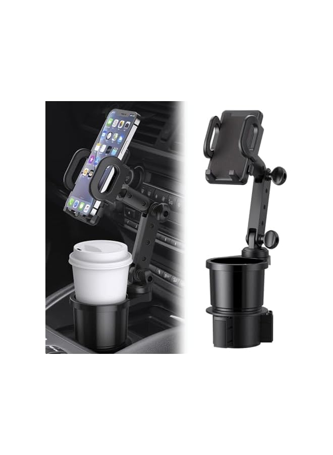 S-TOP Car Cup Holder Phone Mount, Universal Auto Cell Phone Stand with Drink Expand Cup Holder,2 in 1 Multifunctional Car Cup Holder Expander with 360° Rotation Phone Mount - Image 3