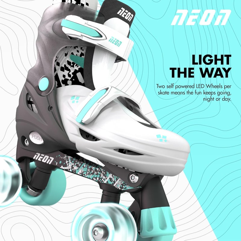 Neon زلاجات سايبر نيون كومبو رمادي/تركوازي مع تصميم قابل للتعديل، تصميم حذاء داعم وأداء سلس - Image 3