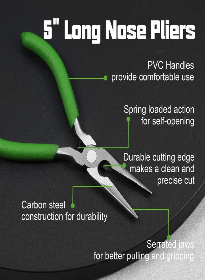 كماشة LEONTOOL ذات الأنف الطويل مع قاطع أسلاك - كماشة ذات أنف إبرية مقاس 5 بوصات مع فكوك مسننة صغيرة - Image 2