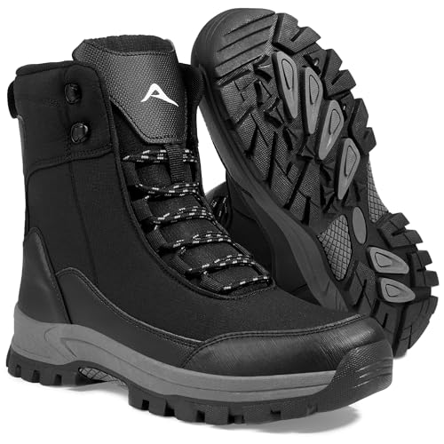 FUDYNMALC Mens Hiking Boots Waterproof: Lightweight Mid Ankle Work Boots Non-Slip Outdoor Shoes for Trekking Walking, Black, Size 11 - Image 1