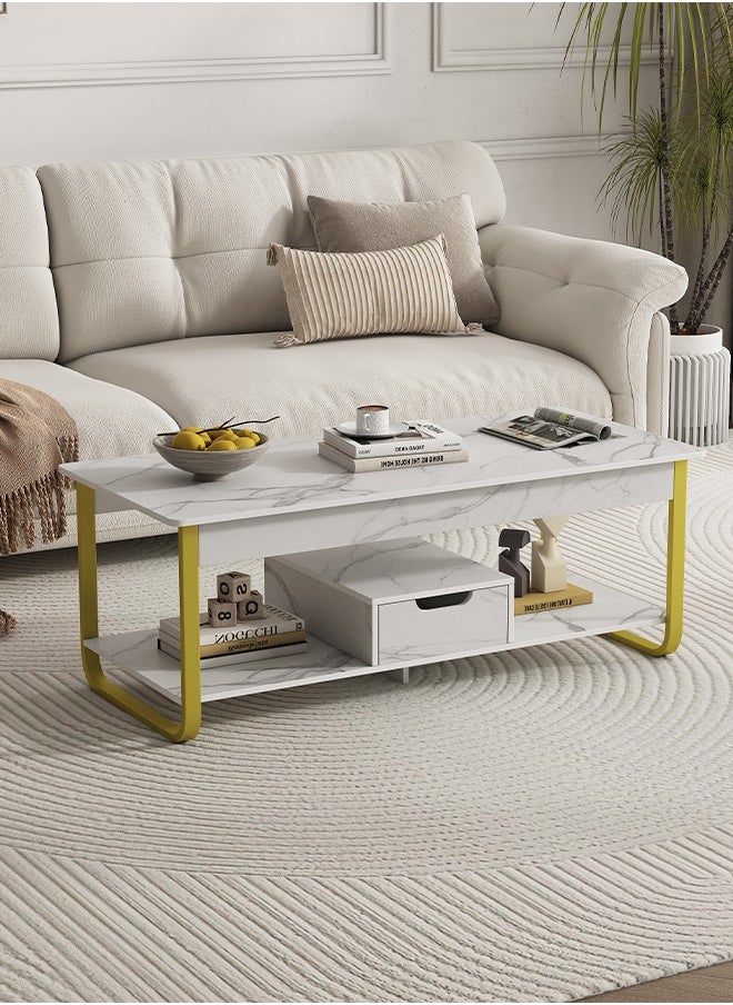 Double Layer Coffee Table With Lockers  Sofa Side   Table Marble Texture End Table White 110 x 50 x 42cm - pzsku/Z11C59D79DD26559B3F87Z/45/_/1722333897/e1277fa1-78ee-4fac-9d7f-3902a48f8f89