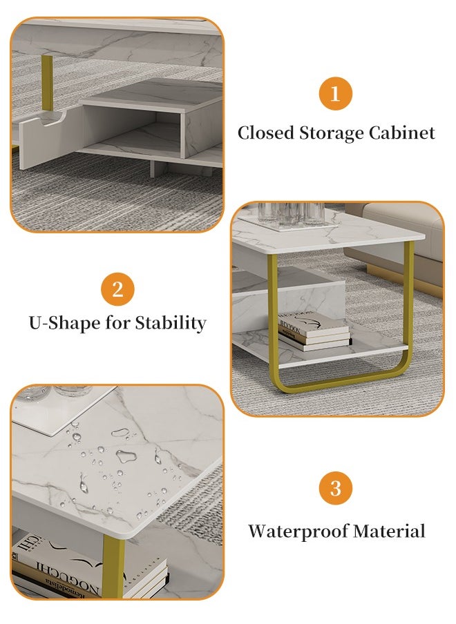 Double Layer Coffee Table With Lockers  Sofa Side   Table Marble Texture End Table White 110 x 50 x 42cm - pzsku/Z11C59D79DD26559B3F87Z/45/_/1722333918/89fc6d41-682b-4aa8-b3e8-8d9c8247a18f