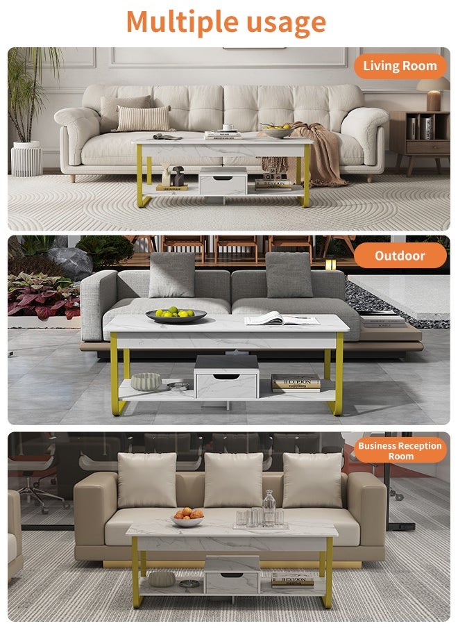Double Layer Coffee Table With Lockers  Sofa Side   Table Marble Texture End Table White 110 x 50 x 42cm - pzsku/Z11C59D79DD26559B3F87Z/45/_/1722333928/585ef530-ad6d-43e2-8f87-59e40fa4508f