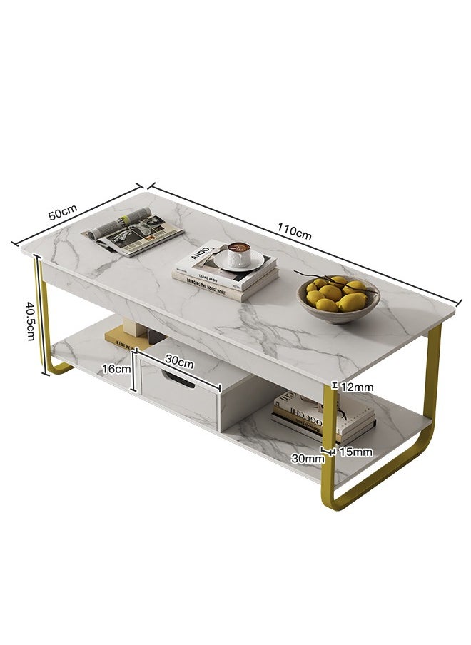 Double Layer Coffee Table With Lockers  Sofa Side   Table Marble Texture End Table White 110 x 50 x 42cm - pzsku/Z11C59D79DD26559B3F87Z/45/_/1722333938/a0cc1b4a-f44b-4990-95f1-584b45d09313