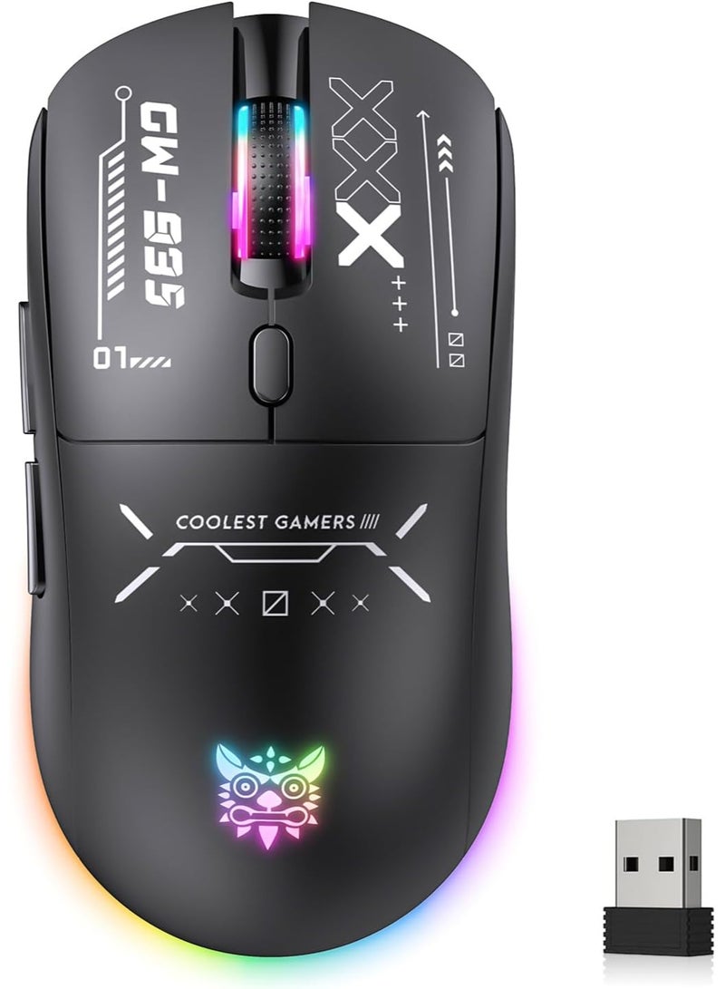 onikuma CW935 Wireless Gaming Mouse, Tri-Mode 2.4G/Bluetooth/USB-C, 12800 DPI Adjustable, 79g Lightweight, 500mAh Rechargeable, for PC Gaming/Laptop/Mac,Black - Image 1