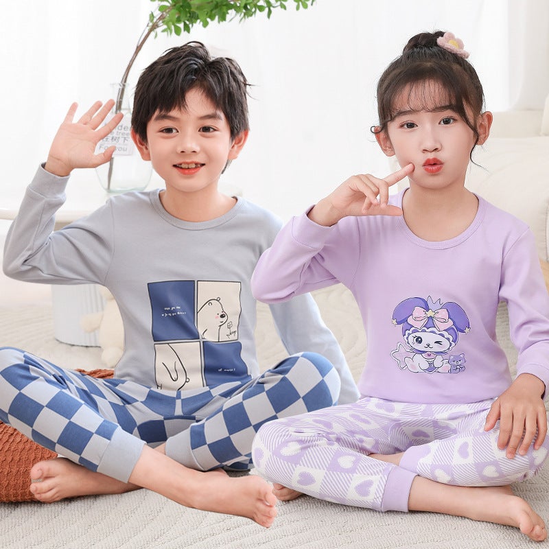 2024 Children'S Clothing Children'S Thermal Underwear Suit Boys And Girls Autumn Clothes Autumn Pants Children'S Pajamas Home Clothes - Image 3