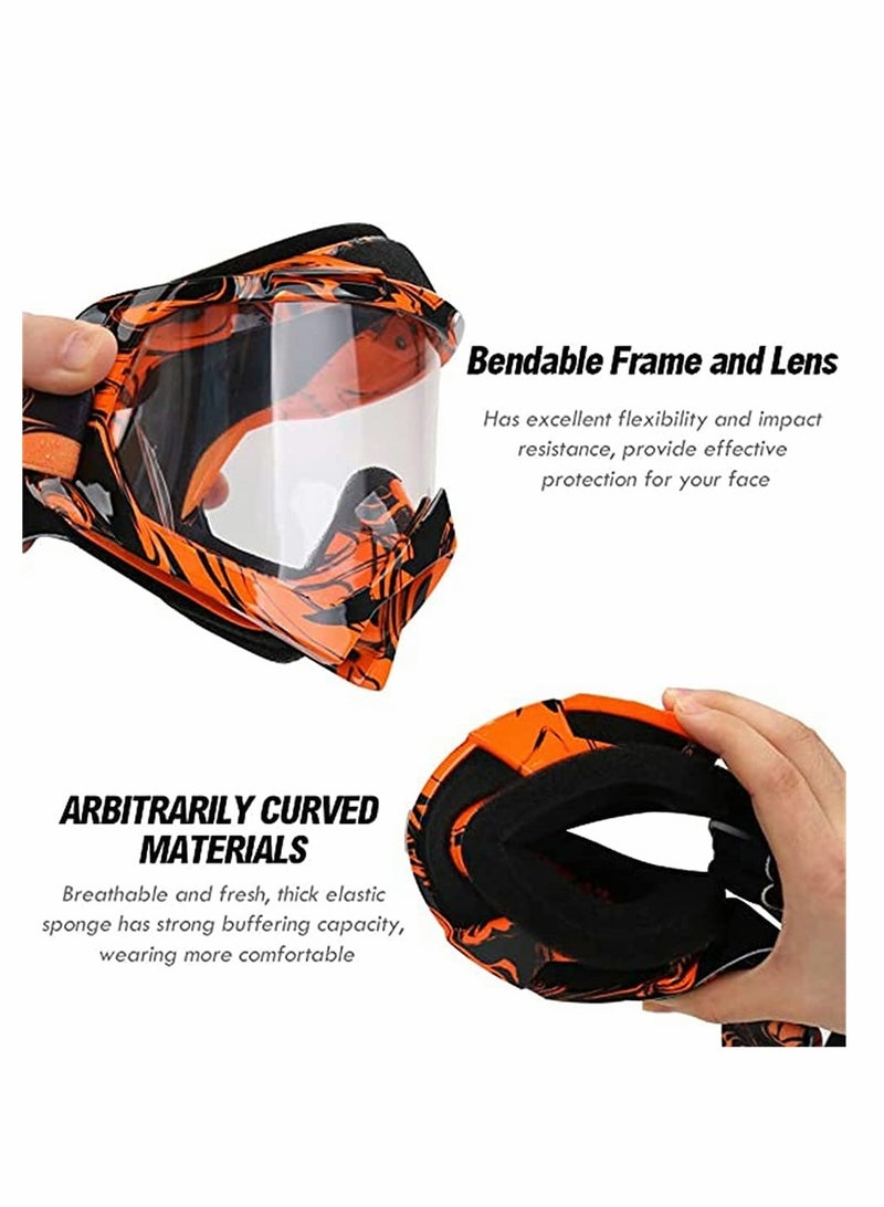 Excefore Motorcycle Goggles, ATV Dirt Bike Anti Scratch Motocross Protect Bendable Eyewear Off Road Dust proof Anti Fog Riding Goggles with Adjustable Strap for Adult Youth (Transparent Lens Type) - Image 3