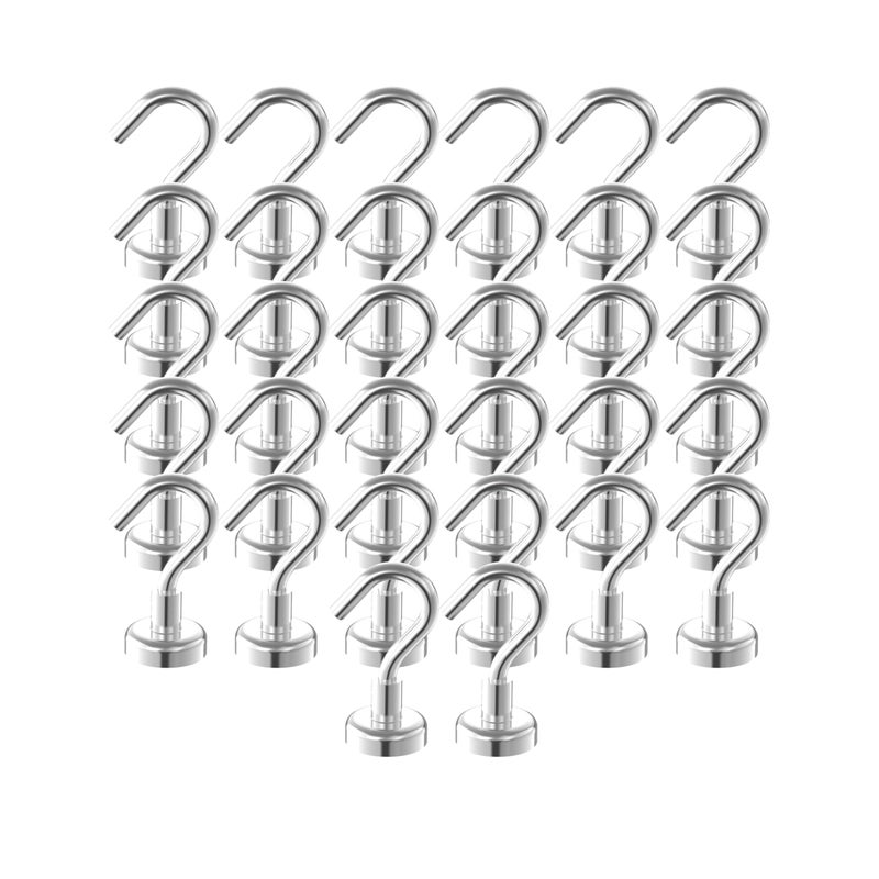 AplysiaTech Heavy Duty Magnetic Hooks 58 Magnetic Base25lbs Vertical Pull Force32Pack Super Strong Rare Earth Magnet HookStrong Cruise Hook for HangingMagnetic Hanger for CabinsGrillKitchen - Image 2