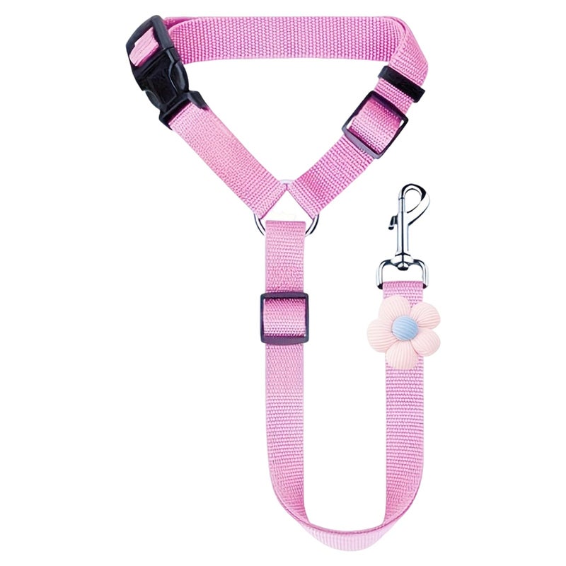 Pink Dog Car Seatbelt Harness Heavy Duty Retractable Safety Rope For Travel - Image 2
