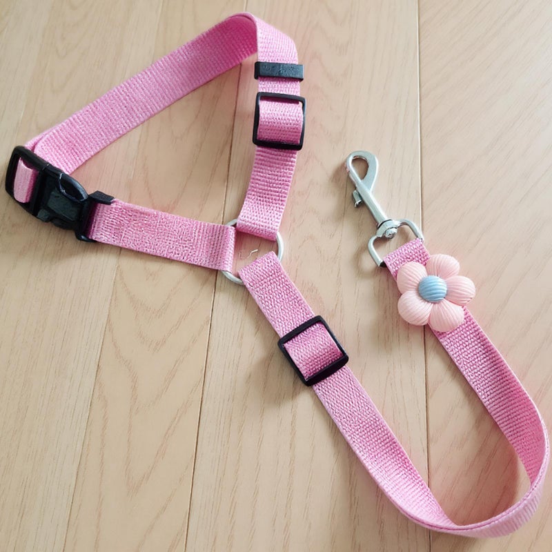 Pink Dog Car Seatbelt Harness Heavy Duty Retractable Safety Rope For Travel - Image 4