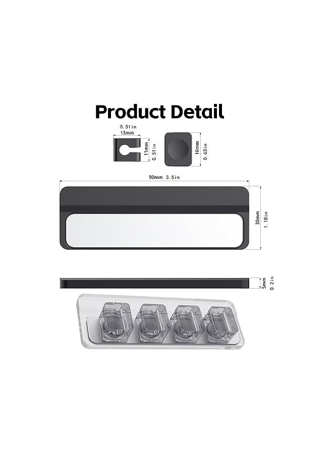 Green Tiger Magnetic Cable Organizer, Desktop Cable Holder Multipurpose with 4 Clips, Magnetic Cable Clips Organizer, Ties Cord Organizer in Home, Office, School (Magnet Black) - Image 2