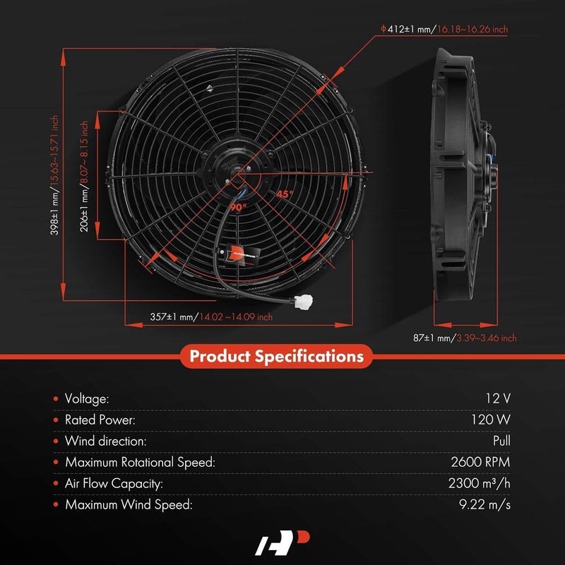 A-Premium 16 Inch Electric Radiator Cooling Fan Assembly - Image 2