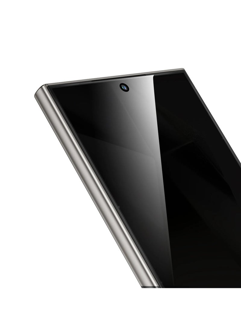 جرين ليون زجاج حماية الخصوصية Samsung Galaxy S24 Ultra 9H / فتح بصمة الإصبع / خالي من الفقاعات / مقاومة الشحوم / متانة عالية / استجابة عالية - أسود - Image 2
