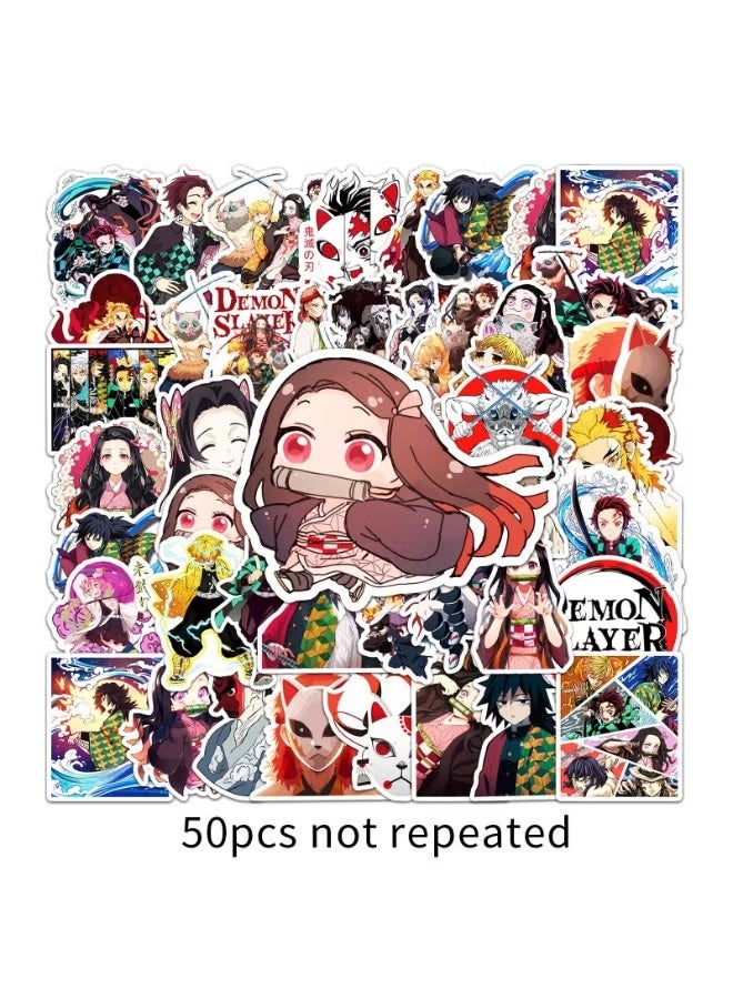 QZ A Set Containing 50 Non-repeating Demon Slayer Stickers, Perfect For Scrapbooks, Journals, Notebooks And Room Decoration. - Image 1