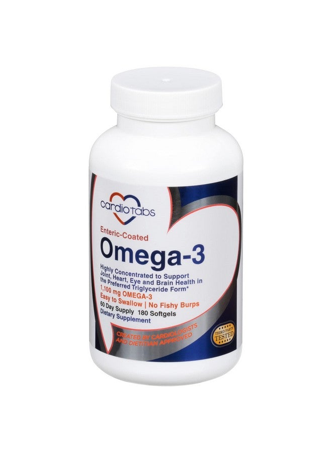 CardioTabs CardioTabs Omega-3 Enteric-Coated Fish Oil Supplements, Triglyceride Form, 1100 mg Total Omega-3 Fatty Acids, Non-Dairy and Gluten-Free, Special Enteric Coated Softgels for No Fishy Burps - 180 Count  - Image 1