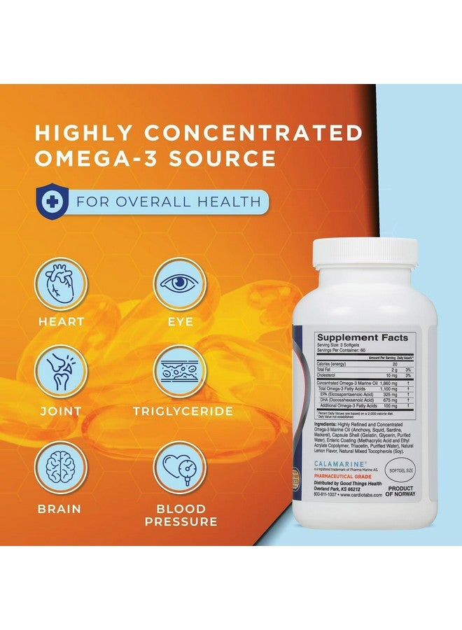 CardioTabs CardioTabs Omega-3 Enteric-Coated Fish Oil Supplements, Triglyceride Form, 1100 mg Total Omega-3 Fatty Acids, Non-Dairy and Gluten-Free, Special Enteric Coated Softgels for No Fishy Burps - 180 Count  - Image 2