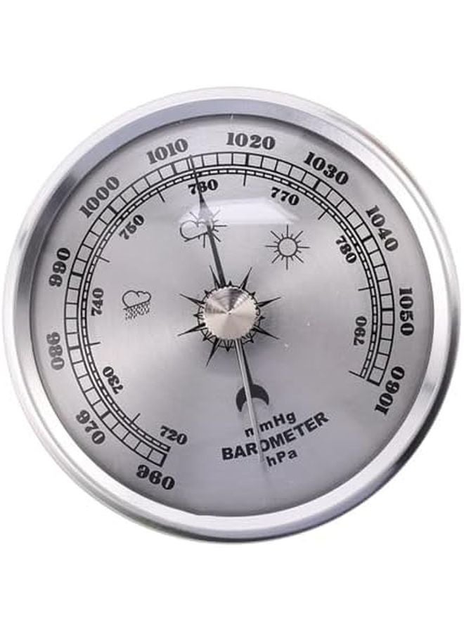 محطة الطقس التناظرية الفضية بارومتر مع غلاف معدني مقاوم للصدأ لمعدات البقاء في الهواء الطلق - Image 1