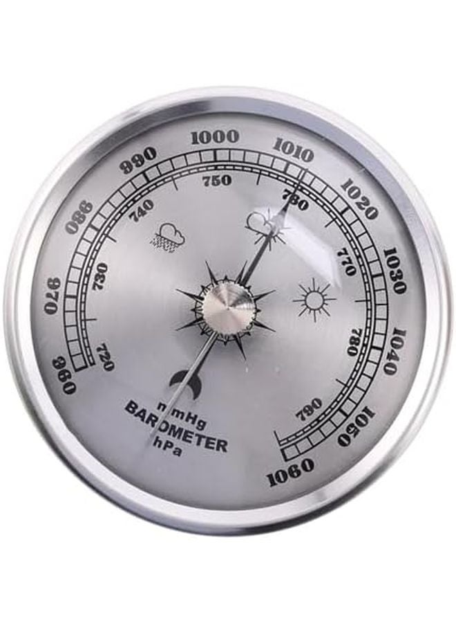 محطة الطقس التناظرية الفضية بارومتر مع غلاف معدني مقاوم للصدأ لمعدات البقاء في الهواء الطلق - Image 5
