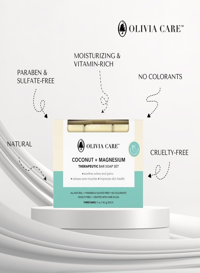 Olivia Care Coconut Magnesium Organic Bar Soap - Natural Moisturizing Body Soap for Sensitive Skin - Triple Milled Soap with Coconut Oil - Plastic Free 3 Pack - Image 3