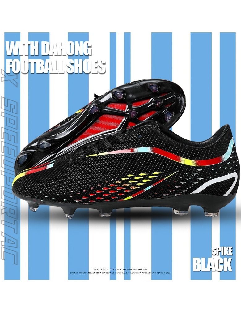 Loquat New World Cup Soccer Shoes Men's TF Broken Nails Long Nails Adult Lawn Student Competition Training Shoes Women Black  - Image 1